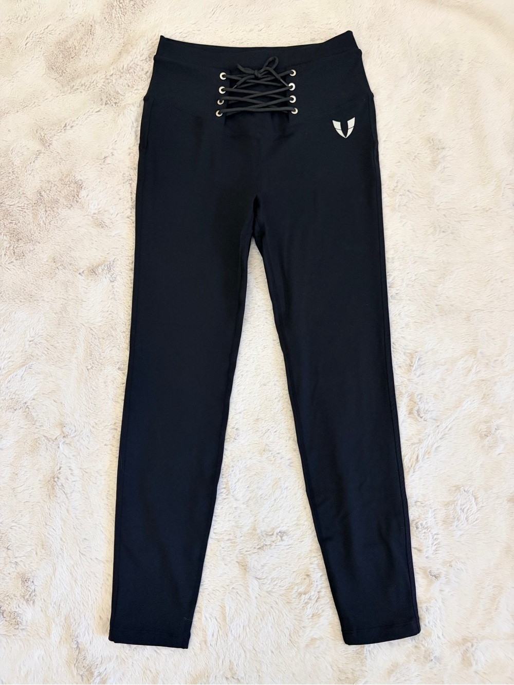 FirmAbs Lace Up Corset Waist Sculpting Leggings Black Scrunch Butt Pocket XL